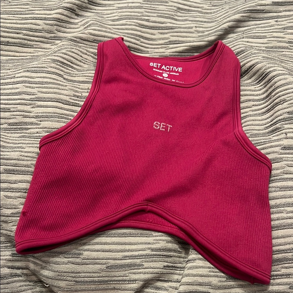 SET Active Ribbed Crop Top - Red